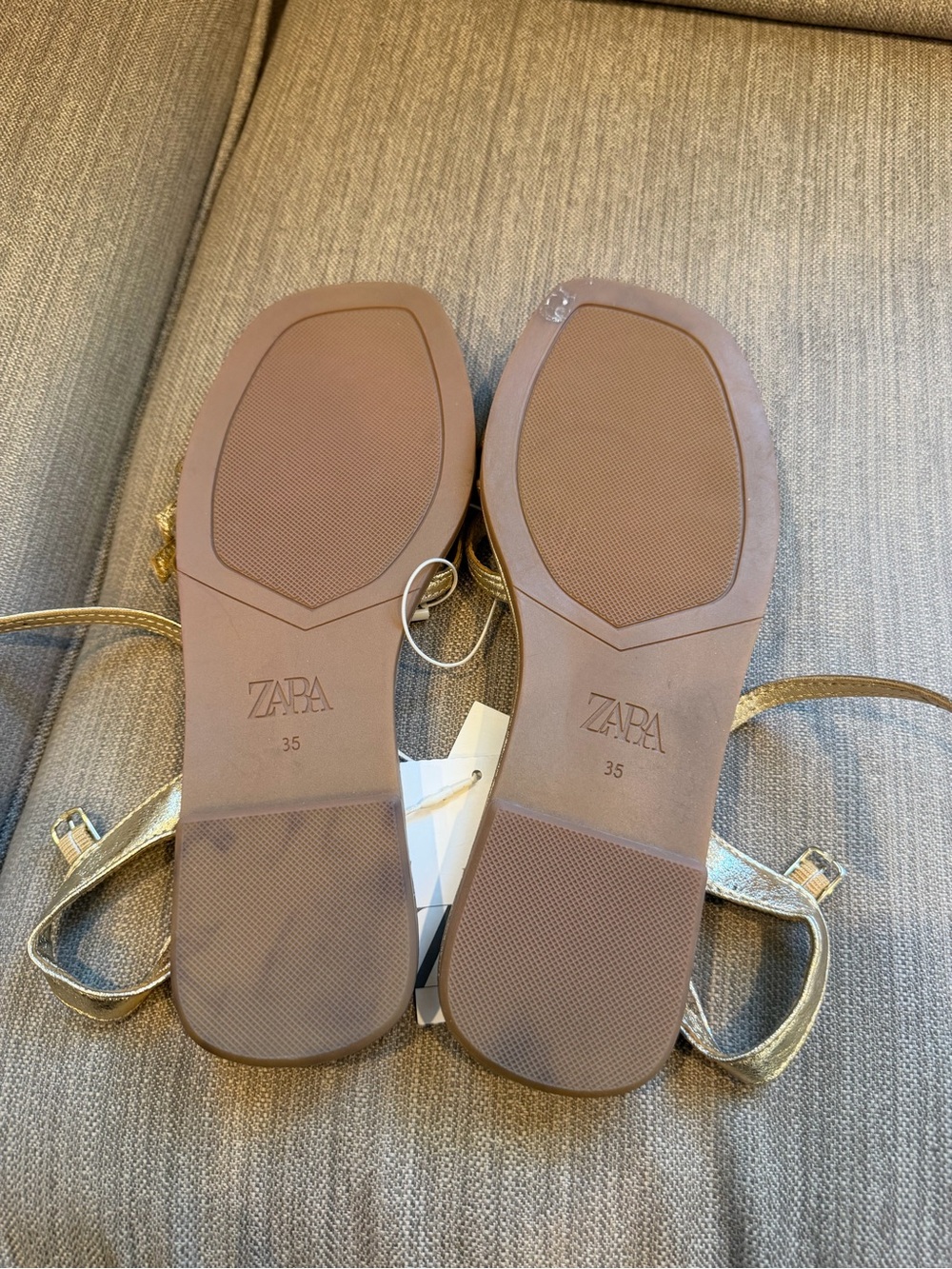 Zara Gold Metallic Strappy Sandals - Picture 6 of 6